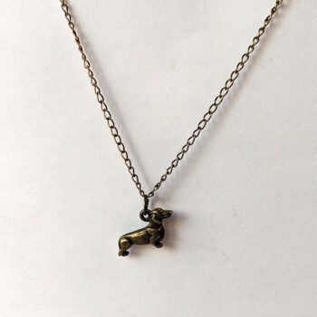 Antique Bronze Dachshund Dog Charm Necklace - Image 4