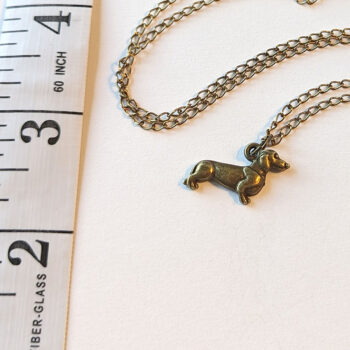 Antique Bronze Dachshund Dog Charm Necklace - Image 3