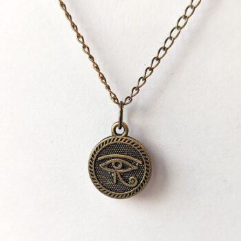 Round Disk Egyptian Eye of Horus Antique Bronze Necklace