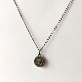 Round Disk Egyptian Eye of Horus Antique Bronze Necklace - Image 4