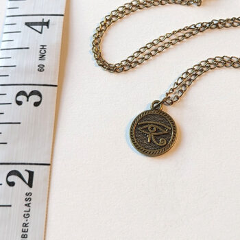 Round Disk Egyptian Eye of Horus Antique Bronze Necklace - Image 3