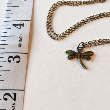 Small Antique Bronze Dragonfly Necklace - Image 3