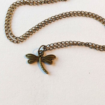 Small Antique Bronze Dragonfly Necklace - Image 2