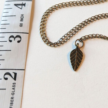 Delicate Veined Leaf Charm Antique Bronze Necklace - Image 3