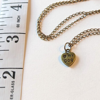 Antique Bronze Dog I Love My Dog Heart Charm Necklace - Image 3