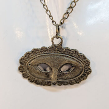 Antique Bronze Opera Mask Pendant Necklace - Image 5