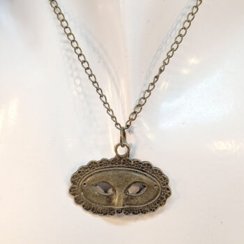 Antique Bronze Opera Mask Pendant Necklace - Image 7