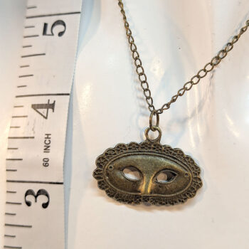 Antique Bronze Opera Mask Pendant Necklace - Image 6