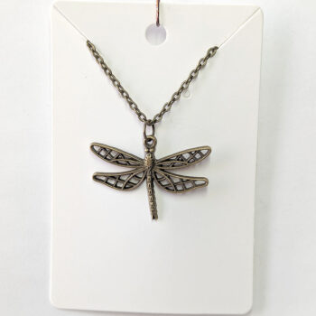 Hollow Antique Bronze Cutout Dragonfly Necklace - Image 5