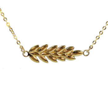 Gold Wheat Leaf Stainless Steel Branch Necklace - Image 6