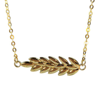 Gold Wheat Leaf Stainless Steel Branch Necklace