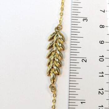 Gold Wheat Leaf Stainless Steel Branch Necklace - Image 3