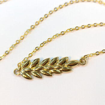 Gold Wheat Leaf Stainless Steel Branch Necklace - Image 2