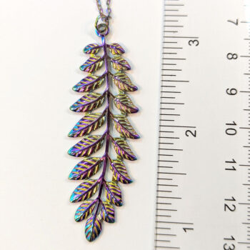 Rainbow Fern Branch Leaf Leaves Stainless Steel Necklace - Image 6