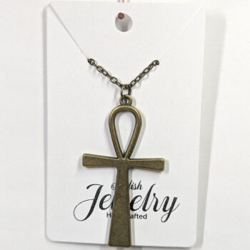 Large Antique Bronze Ankh Necklace - Image 5