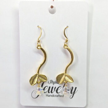 Antique Gold Branch Leaves Flower Earrings - Image 5