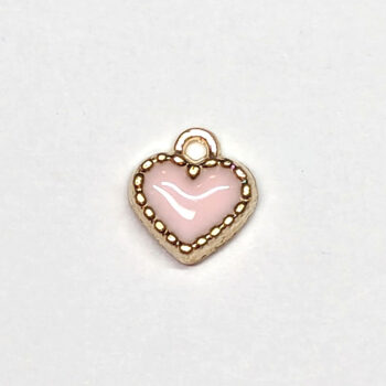 Dainty Decorative Pink Heart Enamel Charm Gold