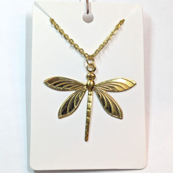 Gold Lightweight Filigree Dragonfly Necklace - Image 5