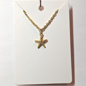 Gold Small Textured Starfish Necklace - Image 5