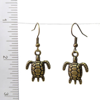 Antique Bronze Sea Turtle Earrings - Image 2