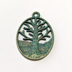 Oval Hoop Tree Pendant Antique Bronze Patina