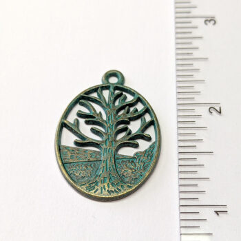 Oval Hoop Tree Pendant Antique Bronze Patina - Image 2