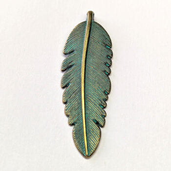 Detailed Long Leaf Pendant Antique Bronze Patina
