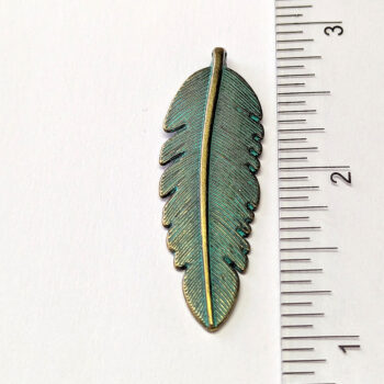 Detailed Long Leaf Pendant Antique Bronze Patina - Image 2