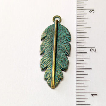 Detailed Leaf Charm Antique Bronze Patina - Image 2