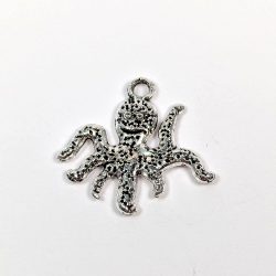 Antique Silver Happy Octopus Charm