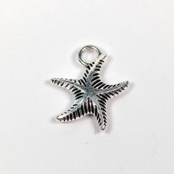Antique Silver Small Striped Starfish Charm