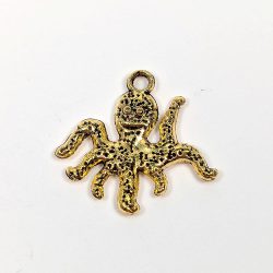 Antique Gold Happy Octopus Charm