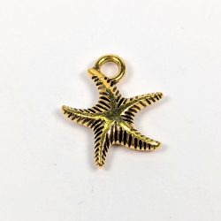 Antique Gold Small Striped Starfish Charm