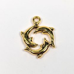 Antique Gold Triple Jumping Circle Dolphin Charm