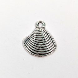 Antique Silver Small Striped Shell Charm