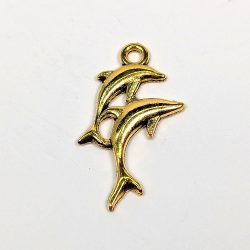 Antique Gold Double Jumping Dolphins Charm
