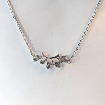 Arch Branch With Leaves Leaf Antique Silver Necklace - Image 3