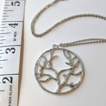 Antique Silver Large Hoop Tree of Life Pendant Necklace - Image 3