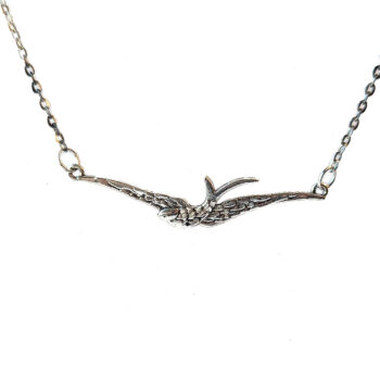 Antique Silver Large Soaring Swallow Bird Necklace