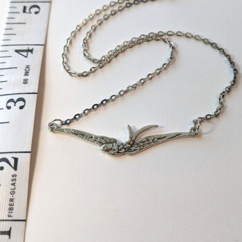 Antique Silver Large Soaring Swallow Bird Necklace - Image 2