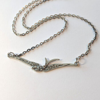 Antique Silver Large Soaring Swallow Bird Necklace - Image 6