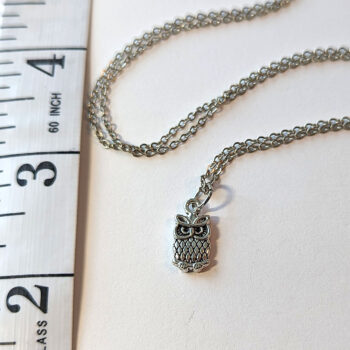 Small Owl Charm Antique Silver Necklace - Image 3