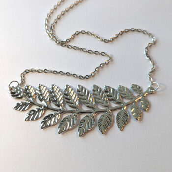 Large Silver Fern Branch Leaf Leaves Pendant Necklace - Image 5