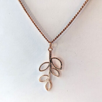 Rose Gold Hollow Cutout Leaves Branch Necklace - Image 4