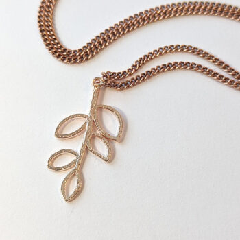 Rose Gold Hollow Cutout Leaves Branch Necklace - Image 2