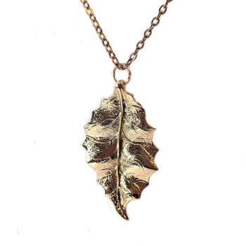 KC Gold Large Leaf Pendant Necklace