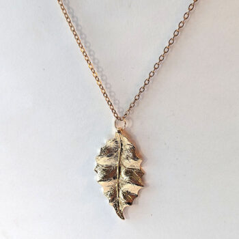 KC Gold Large Leaf Pendant Necklace - Image 4