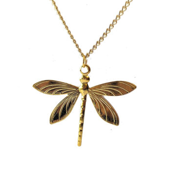 Gold Lightweight Filigree Dragonfly Necklace