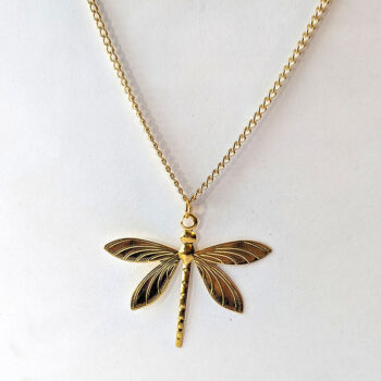 Gold Lightweight Filigree Dragonfly Necklace - Image 3