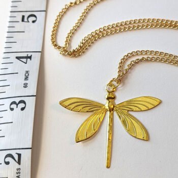 Gold Lightweight Filigree Dragonfly Necklace - Image 2